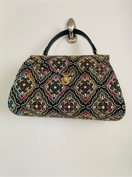 Vintage the unbranded Handbags - VINTAGE Beaded Tapestry Top-Handle Satchel in Multicolor